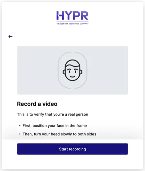 Record a video screen for the head-turn capture with the Start recording button