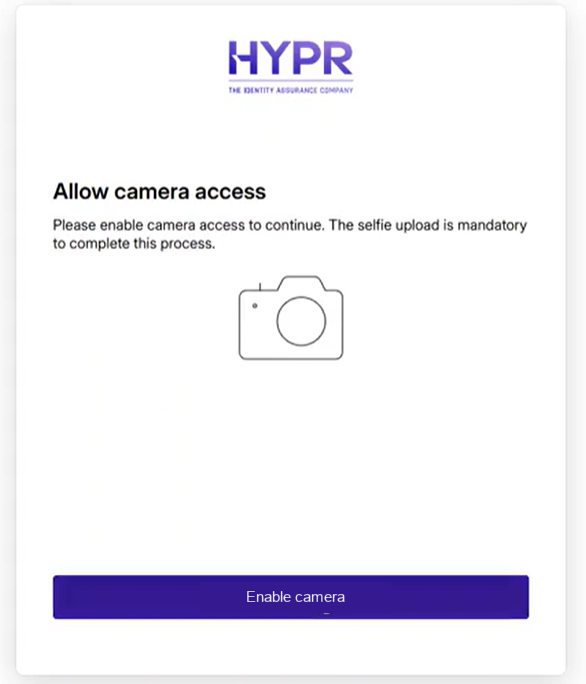 Allow camera access screen with the Enable camera button
