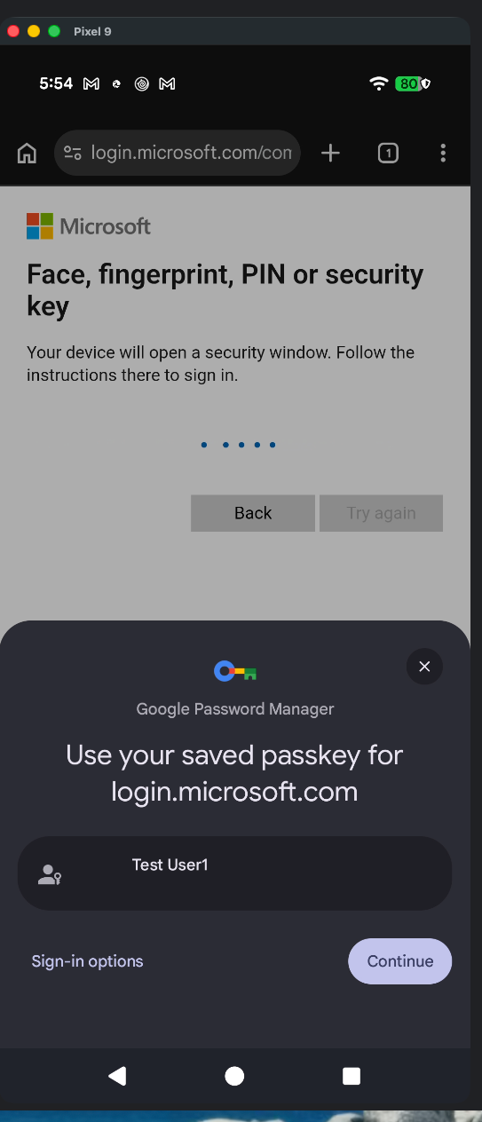 Passkey sheet on Android presented by Google Password Manager