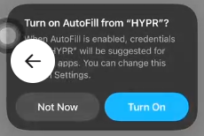 iOS Turn on AutoFill from HYPR system prompt