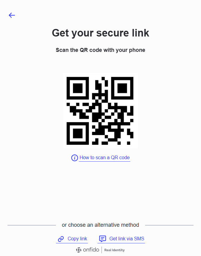 Secure link shown as a QR code