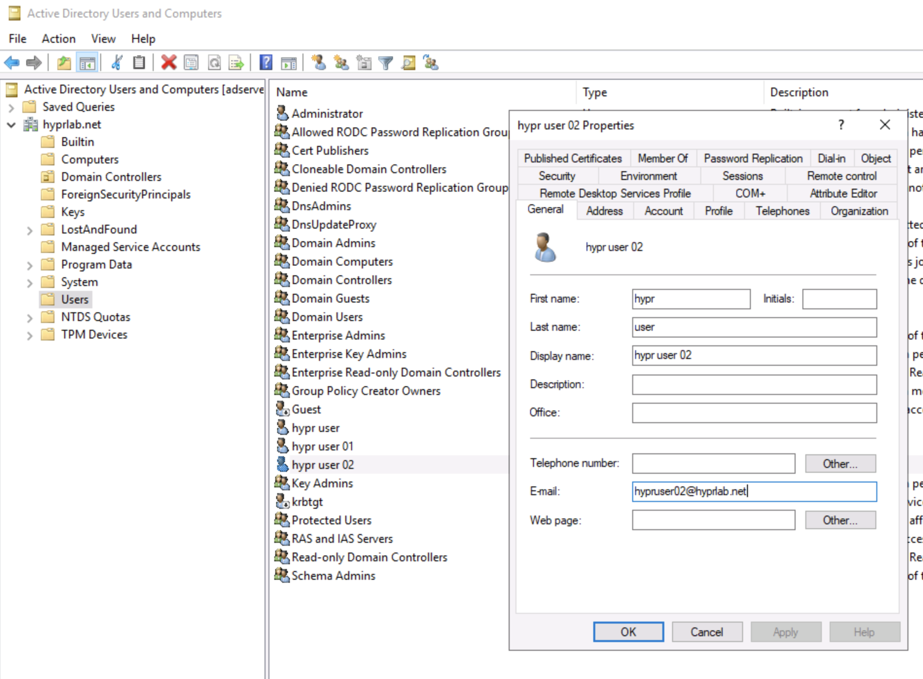 Active Directory user properties