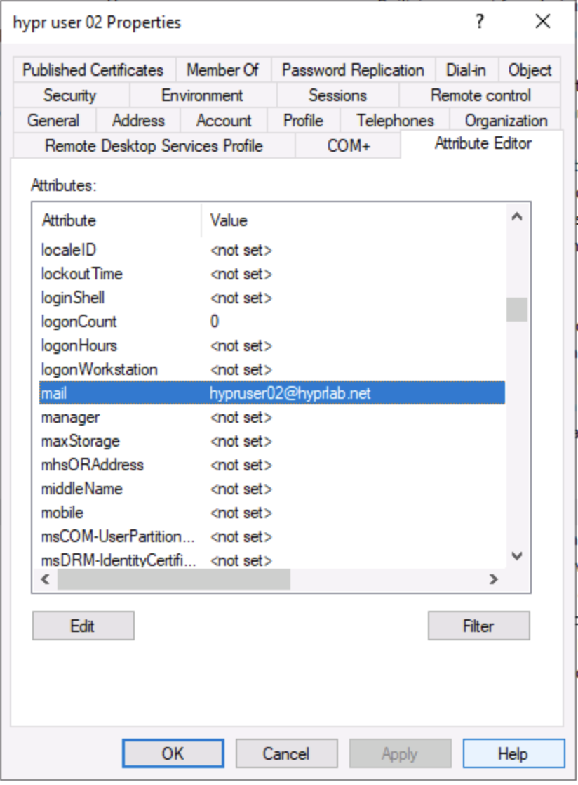 Attribute editor with mail attribute