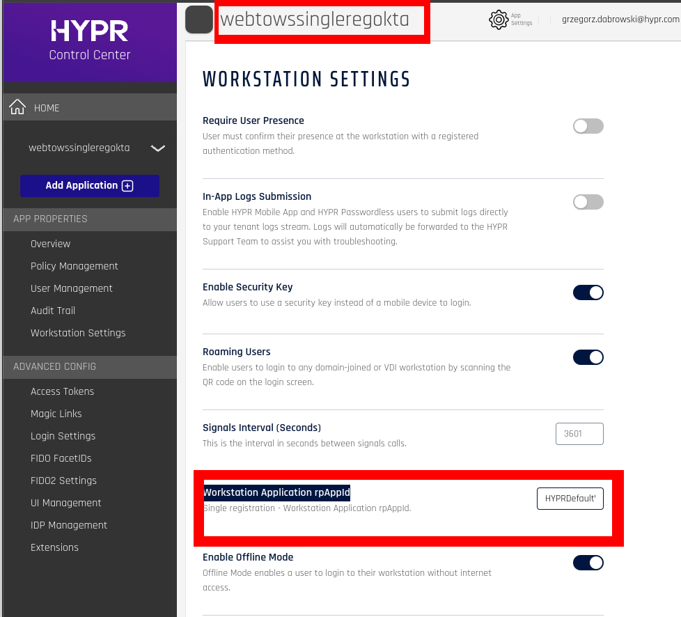 Linking web and workstation rpApps