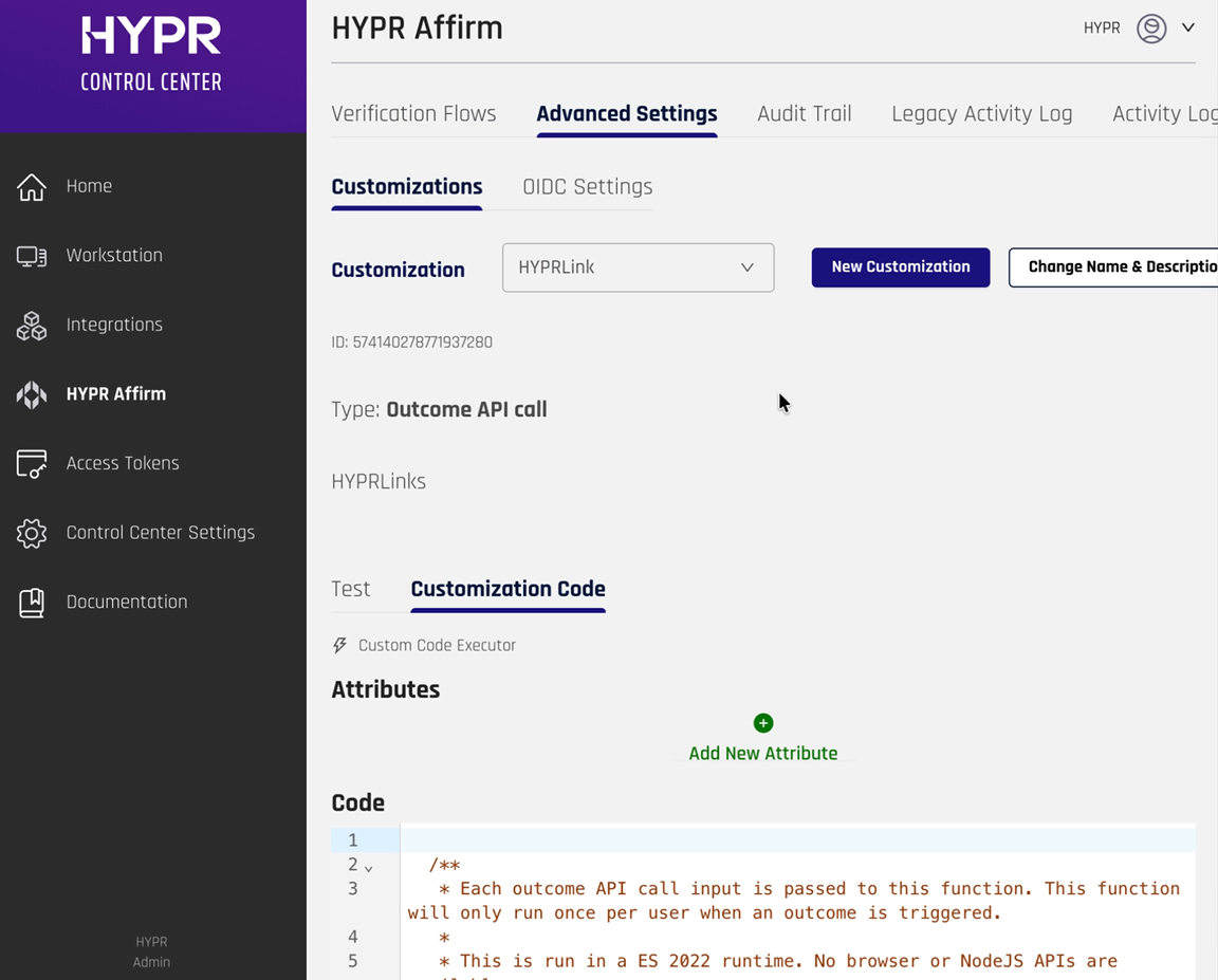 Affirm advanced settings