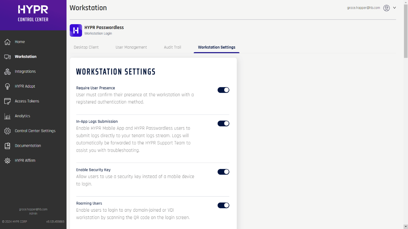 Workstation settings