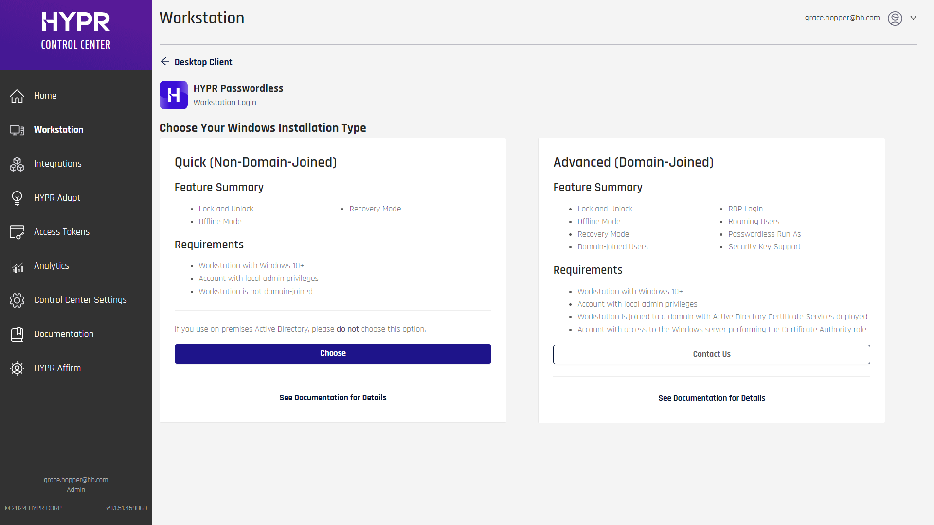 Choose installer type