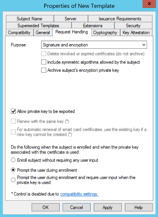 Request handling settings