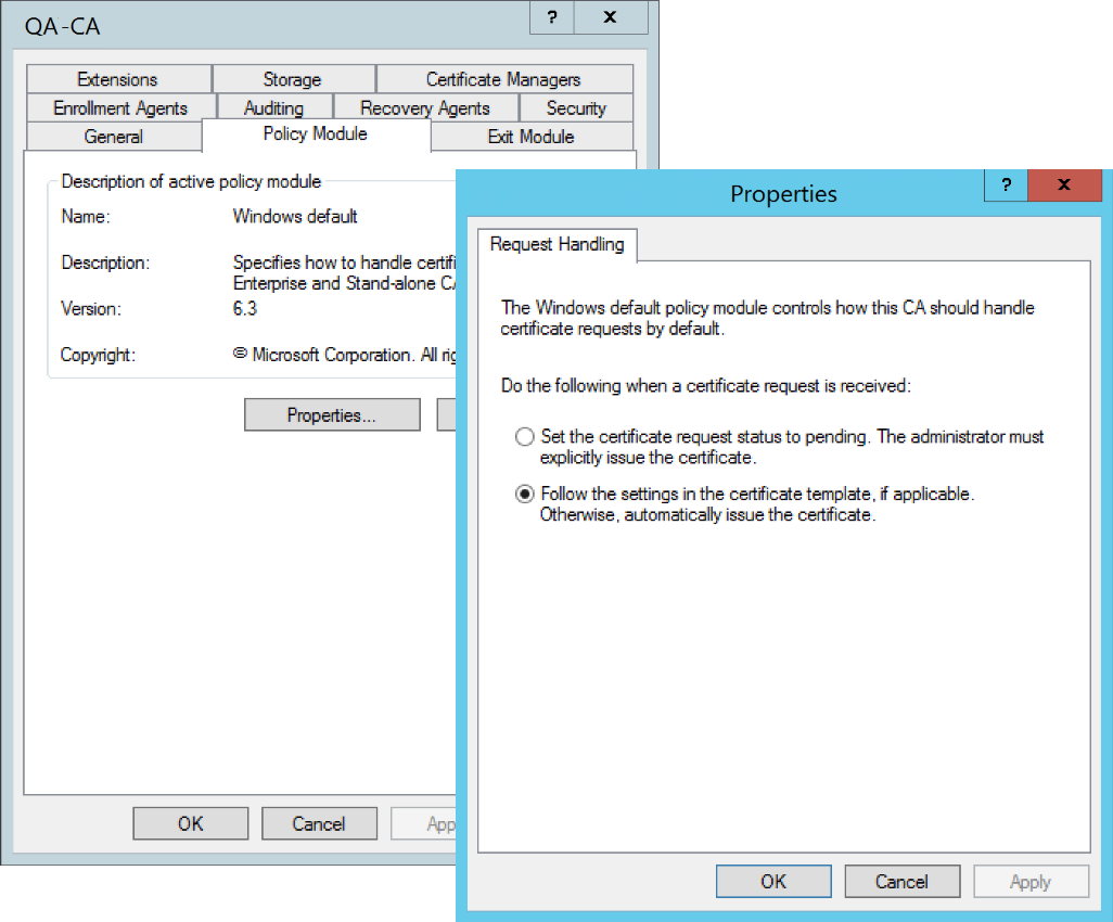 Policy module settings