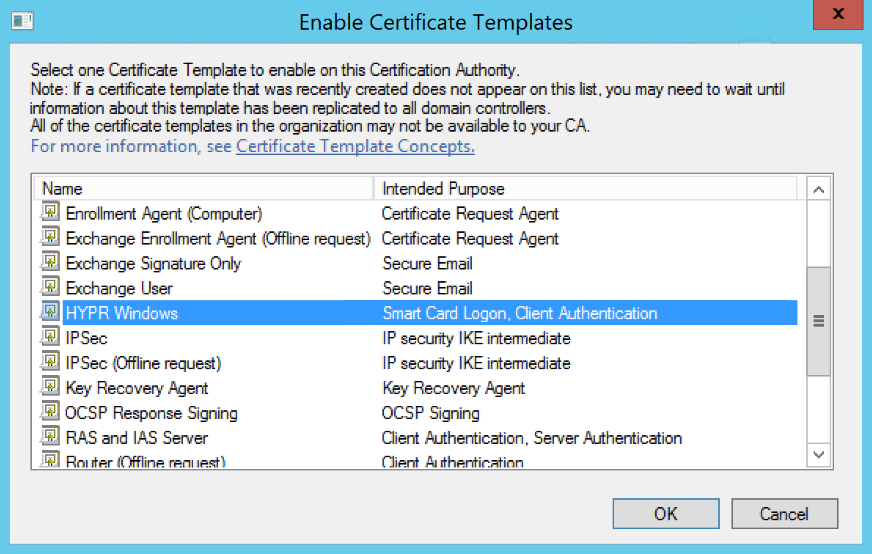 Enable certificate templates