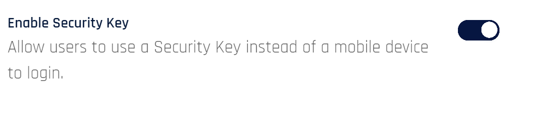 Enable security key setting