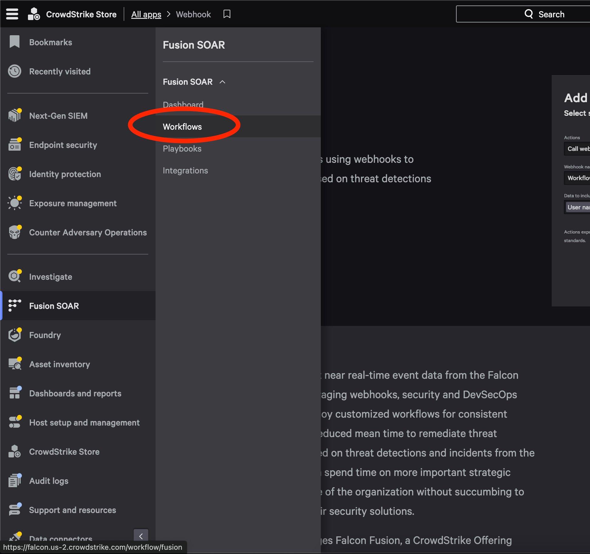 Navigate to Fusion SOAR workflows