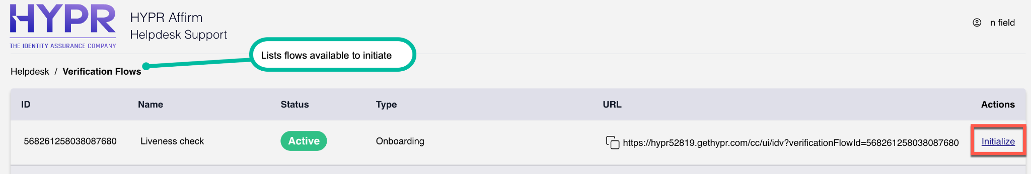 Initialize verification flow