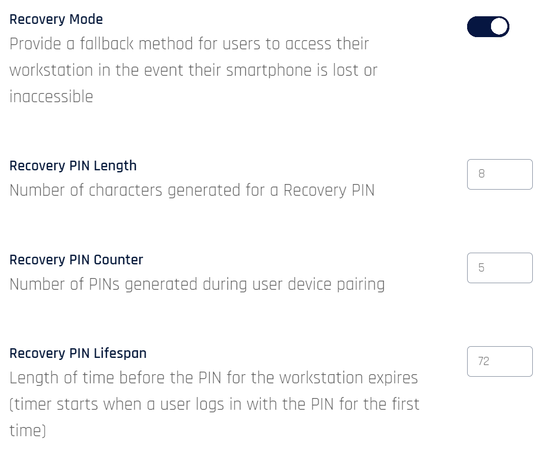 Recovery mode setting